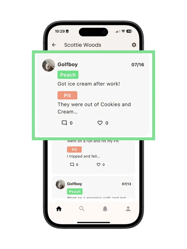 Peach and Pit app screenshot